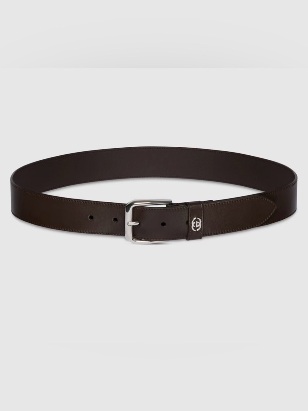 Gucci Men's Brown Leather Belt with GG Interlocking Detail Sz 115